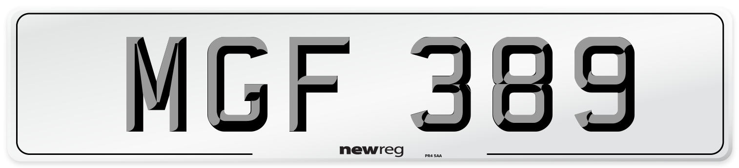 MGF 389 Number Plate from New Reg